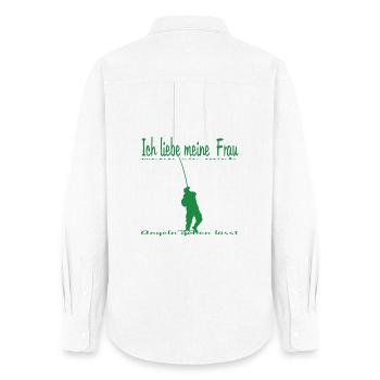 Angler with fishing rod - Women's Oxford Shirt - white - Back - AI Model Female 172 light (172cm)
