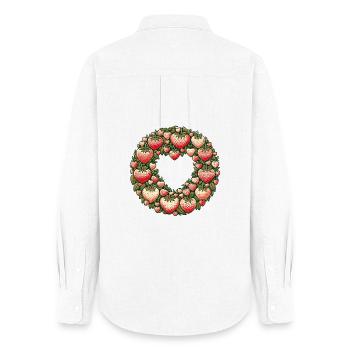 Couronne de cœur de fraise - Chemise Oxford Femme - blanc - Dos - AI Model Female 172 light (172cm)