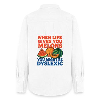 Quand la vie donne des melons dyslexiques - Chemise Oxford Femme - blanc - Dos - AI Model Female 172 light (172cm)