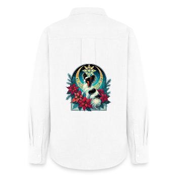 Papillon céleste parmi les poinsettias - Chemise Oxford Femme - blanc - Dos - AI Model Female 172 light (172cm)