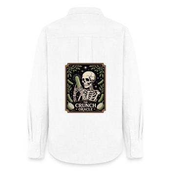 Le croquant squelette d’oracle avec humour concombre - Chemise Oxford Femme - blanc - Dos - AI Model Female 172 light (172cm)