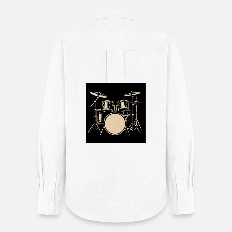 Black Silver Drumset Illustration - Women's Oxford Shirt - white