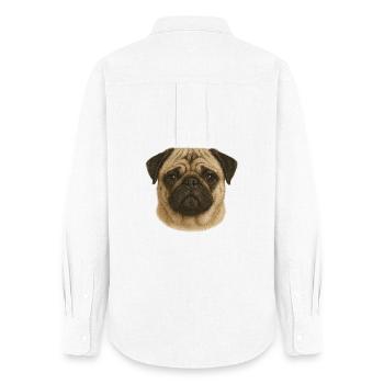 Pug Gesicht Portraet Illustration - Frauen Oxford Hemd - Weiß - Hinten - AI Model Female 172 light (172cm)