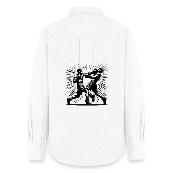 Boxe du poing contre le menton comme au bon vieux temps - Chemise Oxford Femme - blanc - Dos - AI Model Female 172 light (172cm)