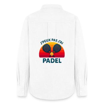 J'peux pas jai padel coucher de soleil - Chemise Oxford Femme - blanc - Dos - AI Model Female 172 light (172cm)