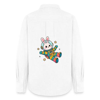 Colorful Astronaut Bunny - Women's Oxford Shirt - white - Back - AI Model Female 172 light (172cm)