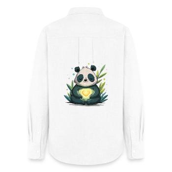 Panda Heart Lamp - Women's Oxford Shirt - white - Back - AI Model Female 172 light (172cm)