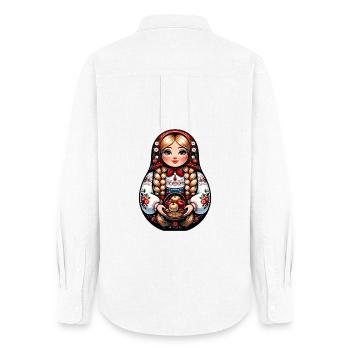  Matroschka auf russisch Matryoshka Doll Russian - Frauen Oxford Hemd - Weiß - Hinten - AI Model Female 172 light (172cm)