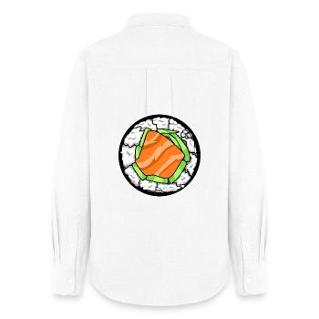 Japanese Salmon Sushi Roll Japanese Food Art  - Women's Oxford Shirt - white - Back - AI Model Female 172 light (172cm)