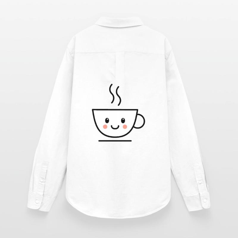 Kaffee, Tee oder Kakao Tasse mit kawaii Gesicht Frauen Oxford Hemd