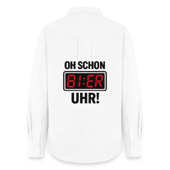 Lustiges Bier-Uhr Spruchmotiv - Frauen Oxford Hemd - Weiß - Hinten - AI Model Female 172 light (172cm)