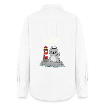 Scellez le bébé ahoy - Chemise Oxford Femme - blanc - Dos - AI Model Female 172 light (172cm)
