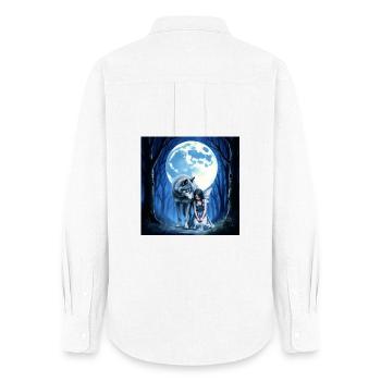 Wolf und Fee unter dem blauen Mond - Frauen Oxford Hemd - Weiß - Hinten - AI Model Female 172 light (172cm)