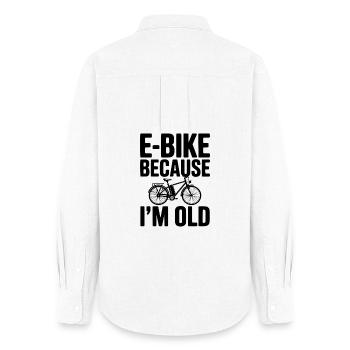 Vélo électrique parce que je suis vieux - Chemise Oxford Femme - blanc - Dos - AI Model Female 172 light (172cm)