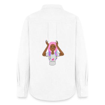 Black Girl Pink Hair Braids I Love My Hair Cute Gi - Women's Oxford Shirt - white - Back - AI Model Female 172 light (172cm)