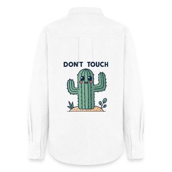Cute Cactus: No Touch - Women's Oxford Shirt - white - Back - AI Model Female 172 light (172cm)