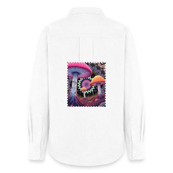 Psychedelic Mushroom Landscape - Women's Oxford Shirt - white - Back - AI Model Female 172 light (172cm)
