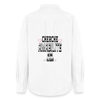 Cherche Amabilité en CDI - Chemise Oxford Femme - blanc - Dos - AI Model Female 172 light (172cm)
