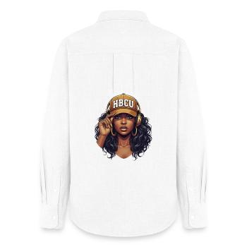 HBCU – African Roots Black Excellence Pride - Chemise Oxford Femme - blanc - Dos - AI Model Female 172 light (172cm)