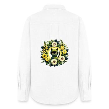 Wrapped Cat Floral Halo - Women's Oxford Shirt - white - Back - AI Model Female 172 light (172cm)