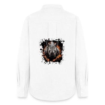 Rhino Animal Splash of Color - Women's Oxford Shirt - white - Back - AI Model Female 172 light (172cm)