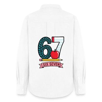 6 7 Apple and Pencil - Women's Oxford Shirt - white - Back - AI Model Female 172 light (172cm)