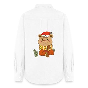 Teddybär  Weihnachten  - Frauen Oxford Hemd - Weiß - Hinten - AI Model Female 172 light (172cm)