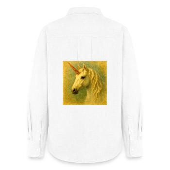 Heiß gemalt Einhornporträt - Frauen Oxford Hemd - Weiß - Hinten - AI Model Female 172 light (172cm)