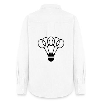 Badminton Shuttlecock with Racket Fan - Women's Oxford Shirt - white - Back - AI Model Female 172 light (172cm)