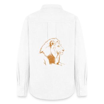 Illustration de la ligne de lion en bronze - Chemise Oxford Femme - blanc - Dos - AI Model Female 172 light (172cm)