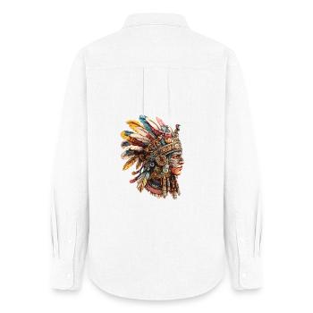 Coiffe en plume aztèque - Chemise Oxford Femme - blanc - Dos - AI Model Female 172 light (172cm)
