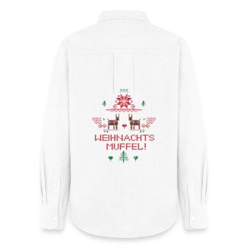 Mouffle de Noël moche - Chemise Oxford Femme - blanc - Dos - AI Model Female 172 light (172cm)