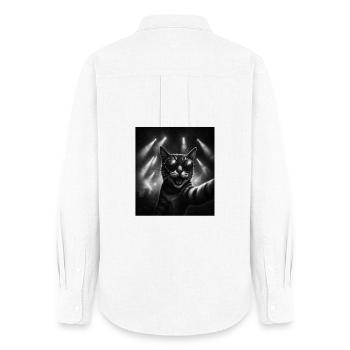 Musique de chat, Heavy Metal Idées de cadeau de chats drôle. - Chemise Oxford Femme - blanc - Dos - AI Model Female 172 light (172cm)