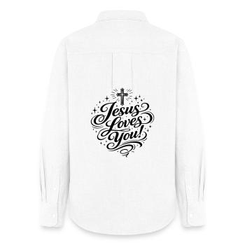 Jésus t’aime - Chemise Oxford Femme - blanc - Dos - AI Model Female 172 light (172cm)
