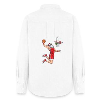 Dunking Santa Weihnachts-Basketballgeist Mutig - Frauen Oxford Hemd - Weiß - Hinten - AI Model Female 172 light (172cm)