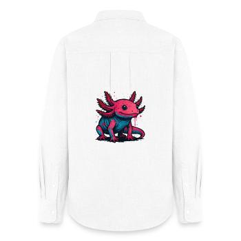 Neon Axolotl Splash - Women's Oxford Shirt - white - Back - AI Model Female 172 light (172cm)