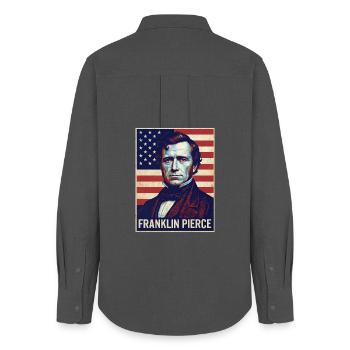 Franklin Pierce Vintage Poster - Women's Oxford Shirt - anthracite - Back - AI Model Female 172 light (172cm)