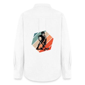 Modern Floorball Artwork - Women's Oxford Shirt - white - Back - AI Model Female 172 light (172cm)