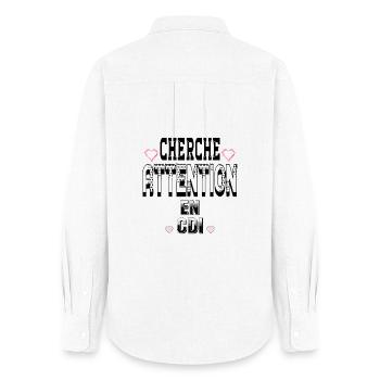 Cherche Attention en CDI - Chemise Oxford Femme - blanc - Dos - AI Model Female 172 light (172cm)
