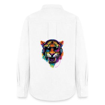 Säbelzahntiger Smilodon Raubkatze Säbelzahn Tiger - Frauen Oxford Hemd - Weiß - Hinten - AI Model Female 172 light (172cm)