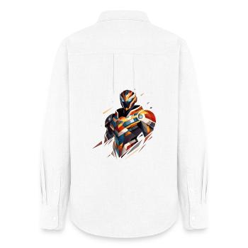 Héros de science-fiction futuriste dans un style géométrique - Chemise Oxford Femme - blanc - Dos - AI Model Female 172 light (172cm)