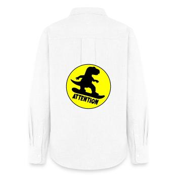 Attention Dinosaure du snowboard - Chemise Oxford Femme - blanc - Dos - AI Model Female 172 light (172cm)