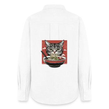 Chat aux ramen - Chemise Oxford Femme - blanc - Dos - AI Model Female 172 light (172cm)