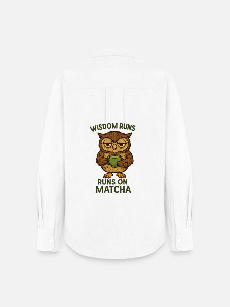 Matcha Eule / Uhu - Frauen Oxford Hemd - Weiß