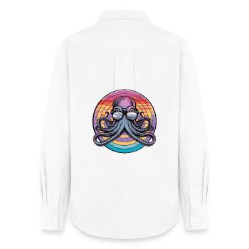 Octopus Retro Surf - Frauen Oxford Hemd - Weiß - Hinten - AI Model Female 172 light (172cm)