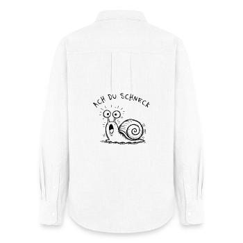 Ach Du Schneck Lustiger Spruch Doodle - Frauen Oxford Hemd - Weiß - Hinten - AI Model Female 172 light (172cm)