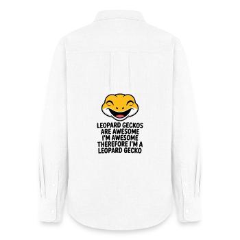 Leopard Gecko Laugh Artwork - Women's Oxford Shirt - white - Back - AI Model Female 172 light (172cm)