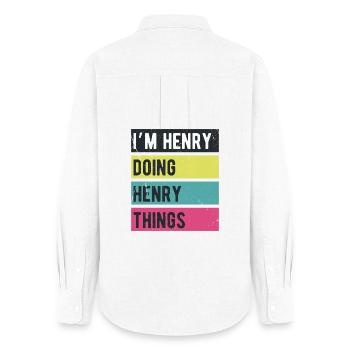 Ich bin Henry Macht Henry Dinge Retro Farben - Frauen Oxford Hemd - Weiß - Hinten - AI Model Female 172 light (172cm)