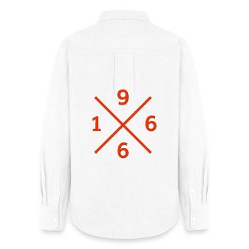 Sweat à capuche, sac, tablier des fans de football 1966 - Chemise Oxford Femme - blanc - Dos - AI Model Female 172 light (172cm)