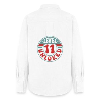Level 11 Unlocked – Gamer Geburtstagsdesign - Frauen Oxford Hemd - Weiß - Hinten - AI Model Female 172 light (172cm)